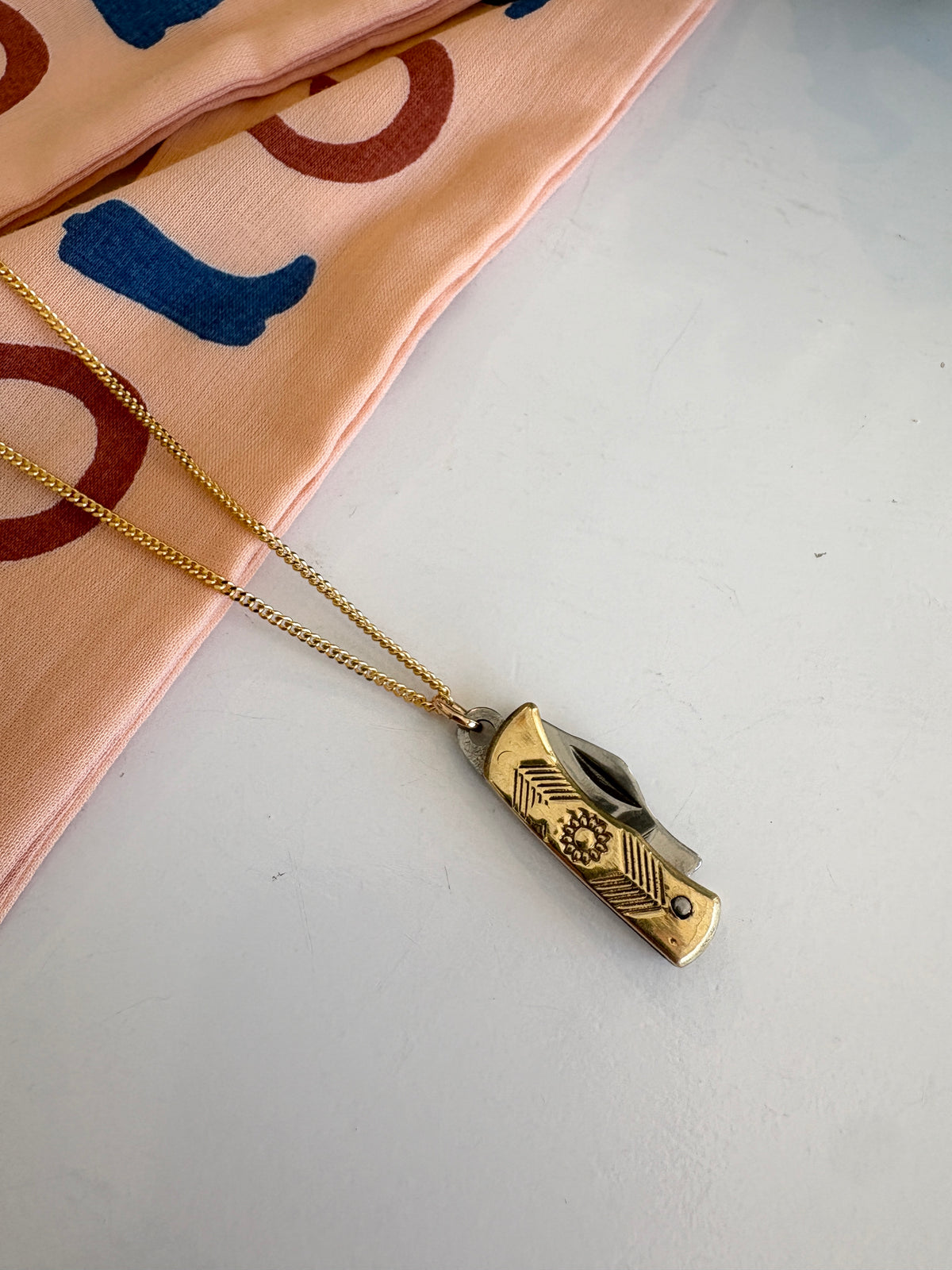 Wildflower Pocket Knife Necklace {Gold}