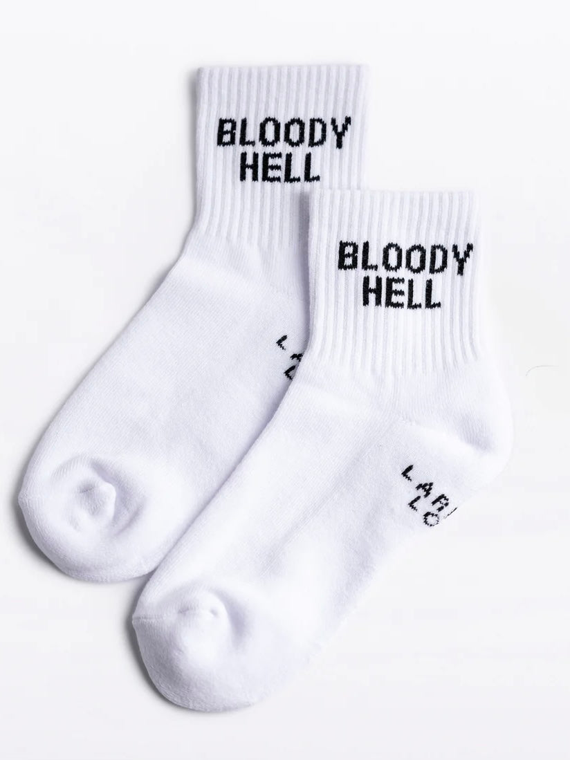 Bloody Hell Quarter Crew Socks {White}