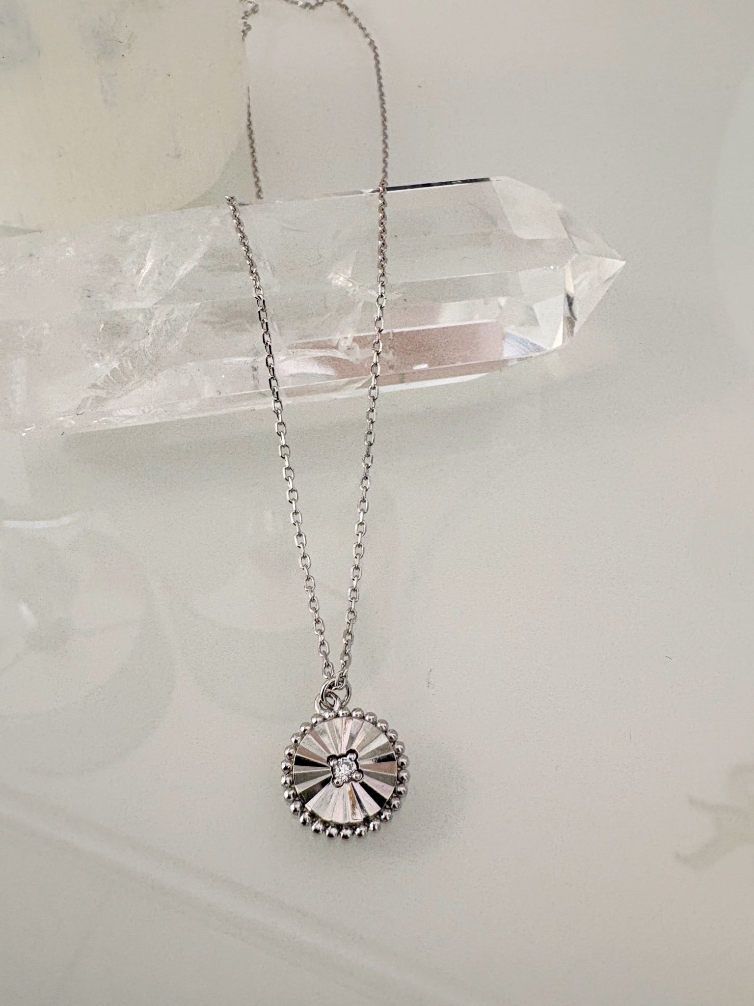 Radiant Disc Necklace {Silver}