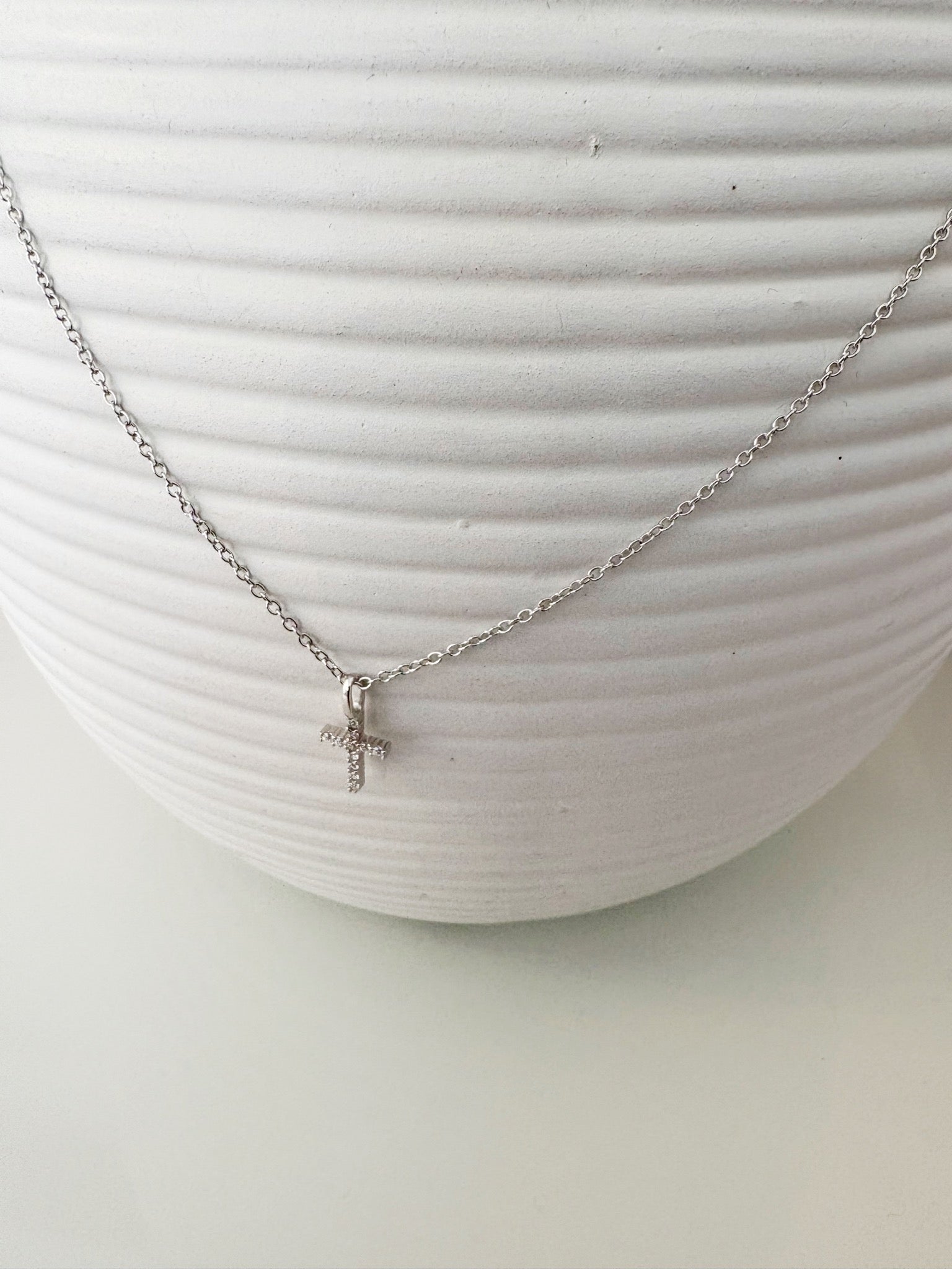 Sparkle Cross Necklace {Silver}