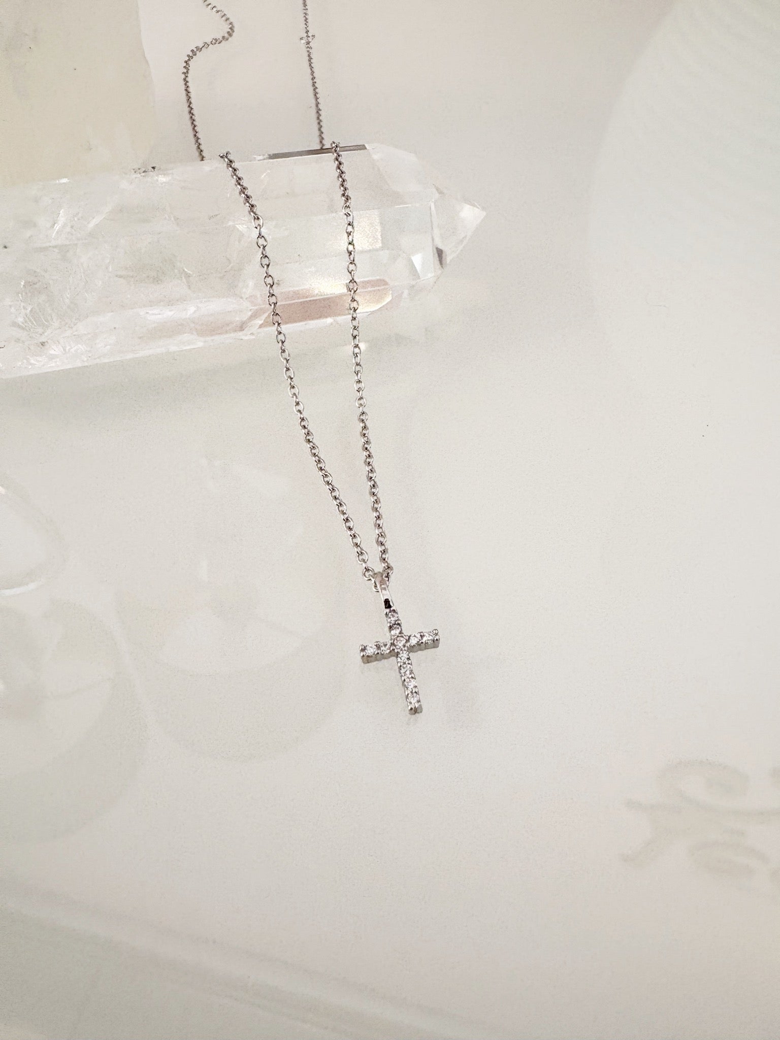 Sparkle Cross Necklace {Silver}