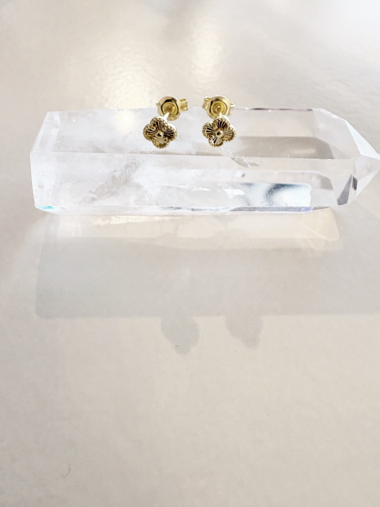 Dainty Clover Post Earrings {Gold}
