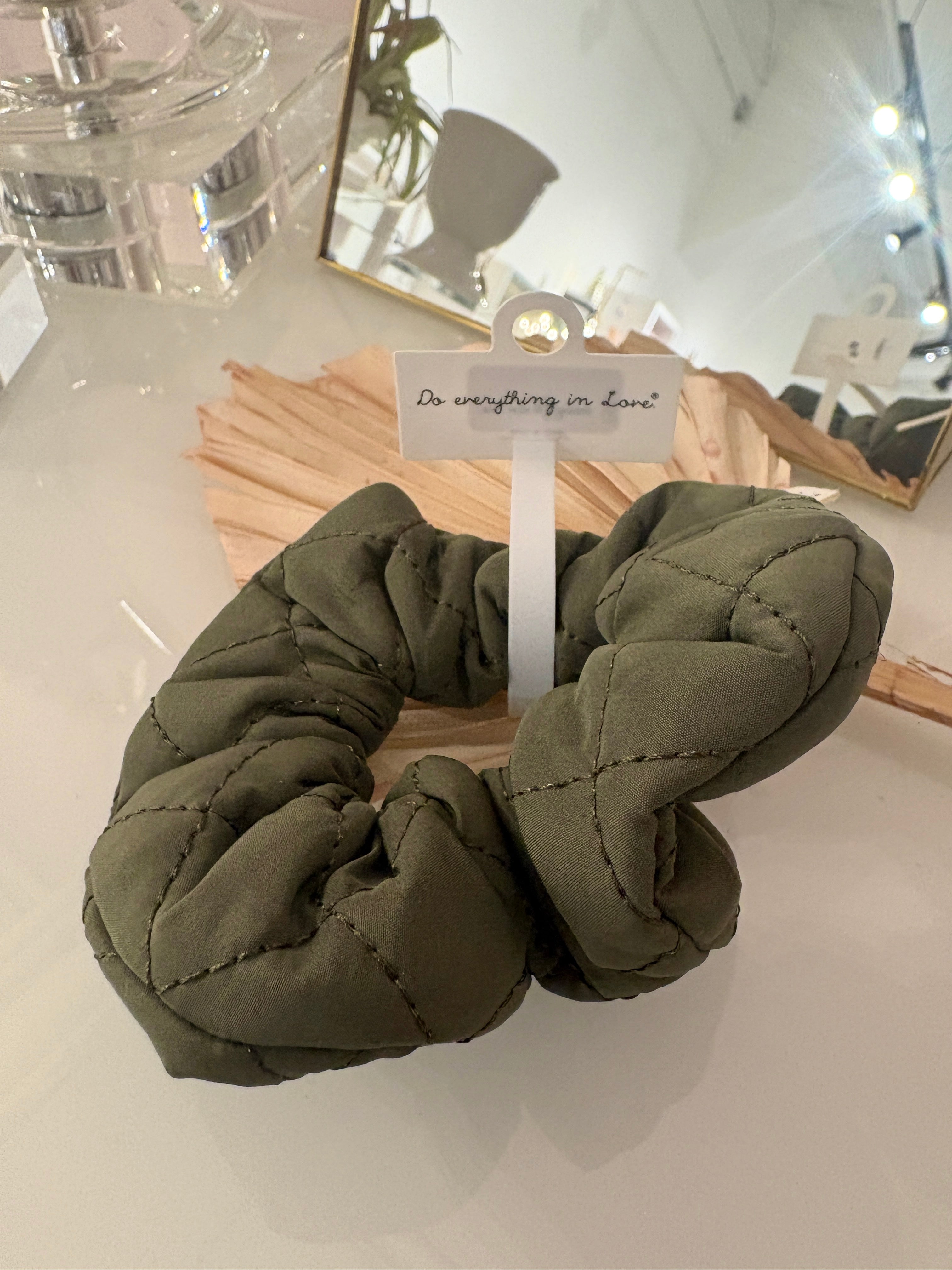 Criss Cross Quilted Scrunchie {Olive}