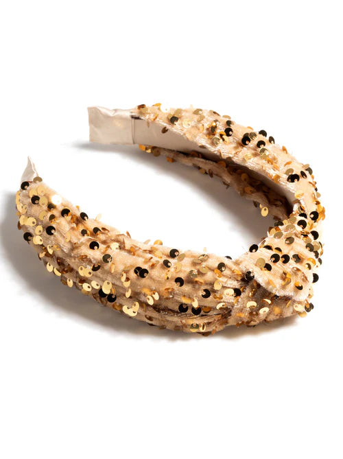 Knotted Sequins Headband {Gold}
