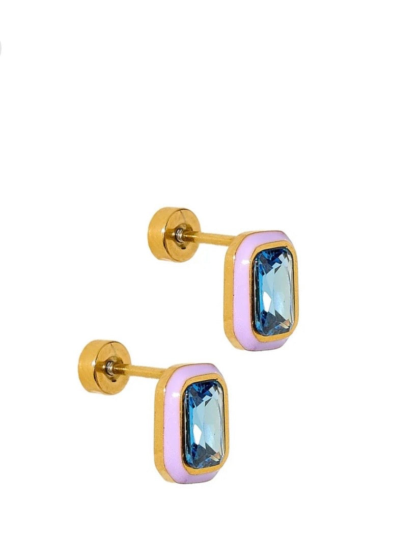 Whitney Enamel Screwback Earrings {Violet Bloom}