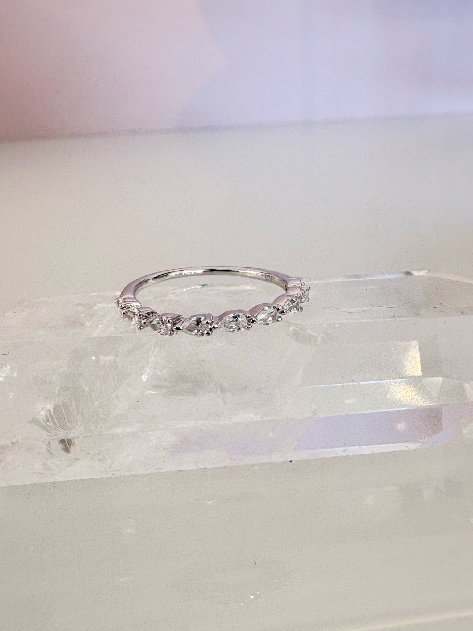Pear Rhinestone Stacking Ring {Silver}