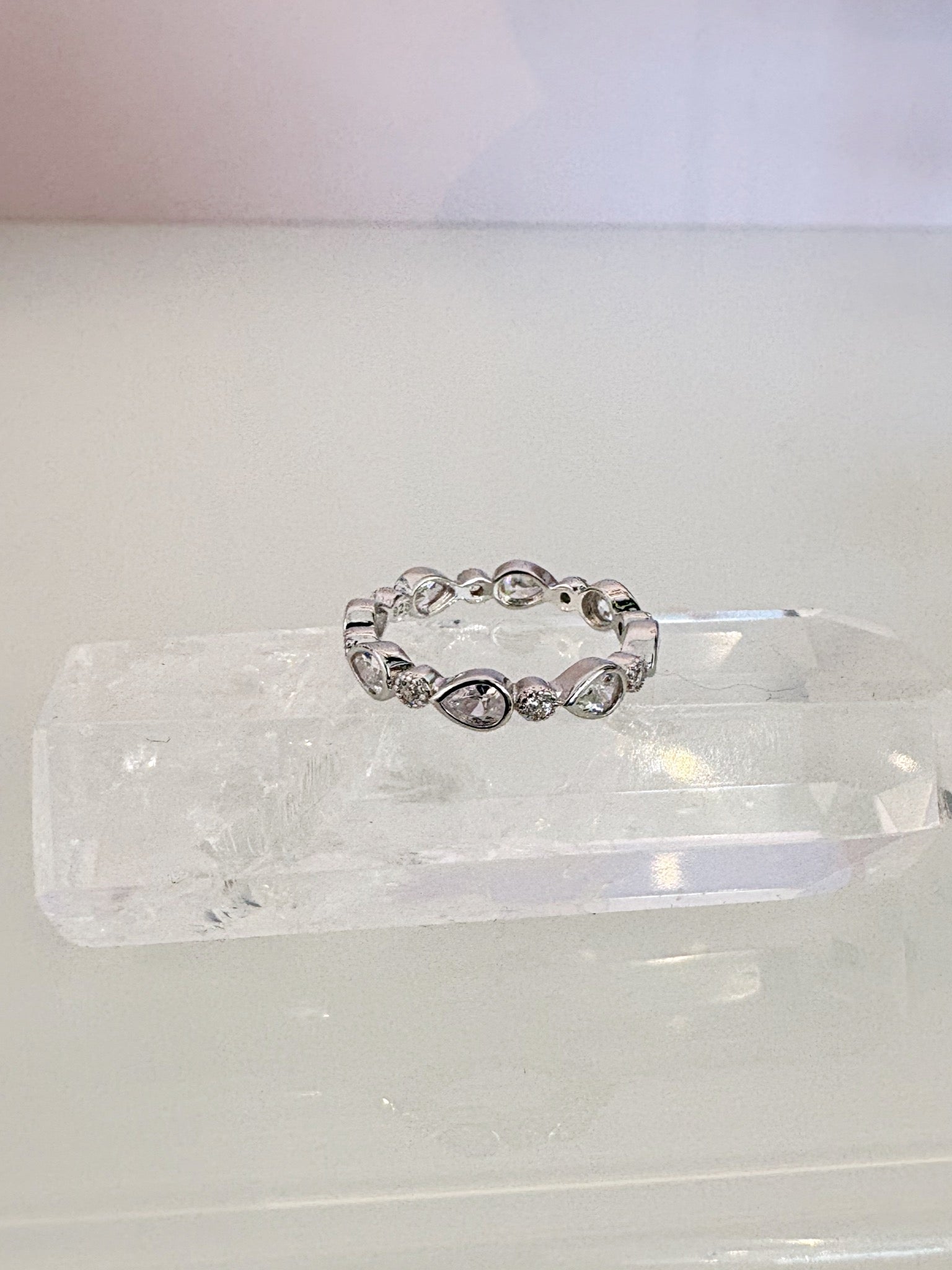 Pear Stacking Eternity Band {Silver}