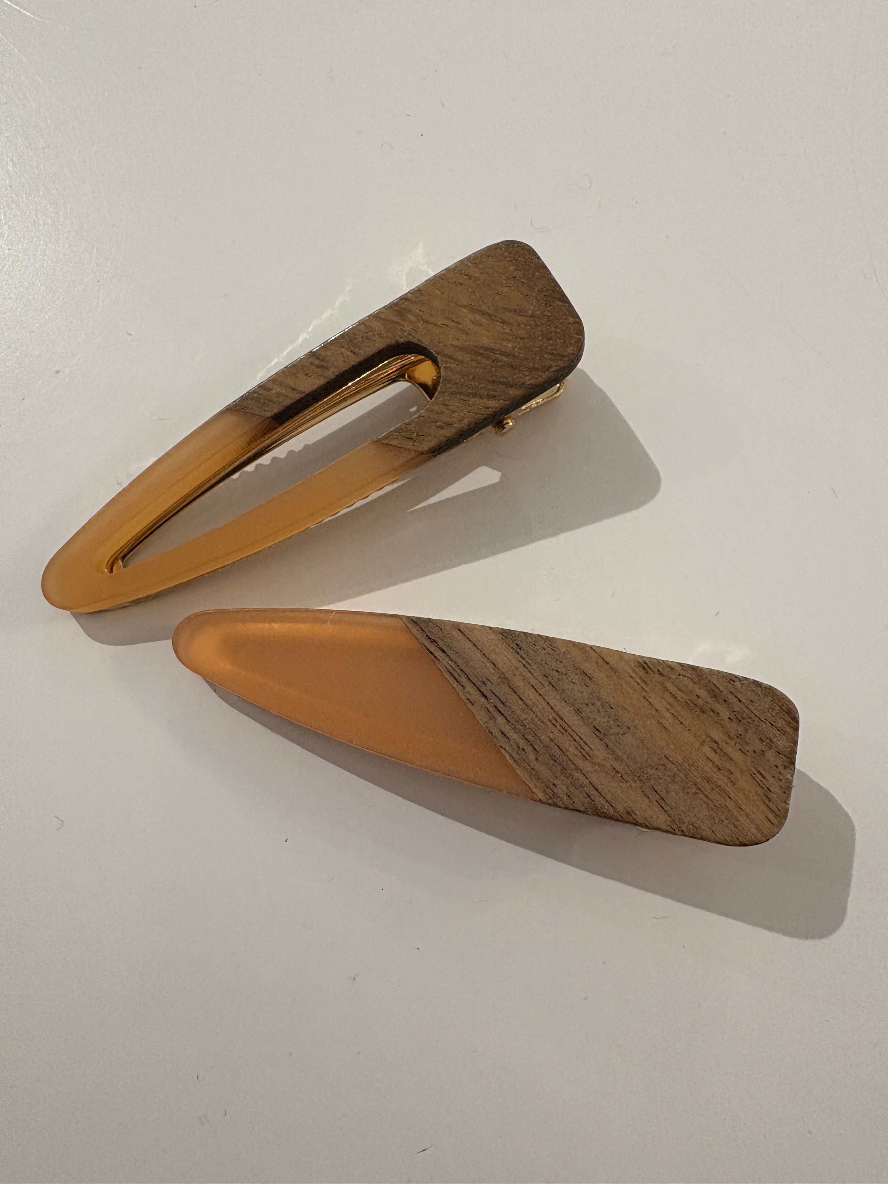 Two Tone Wood Hair Clip Set {Blush}
