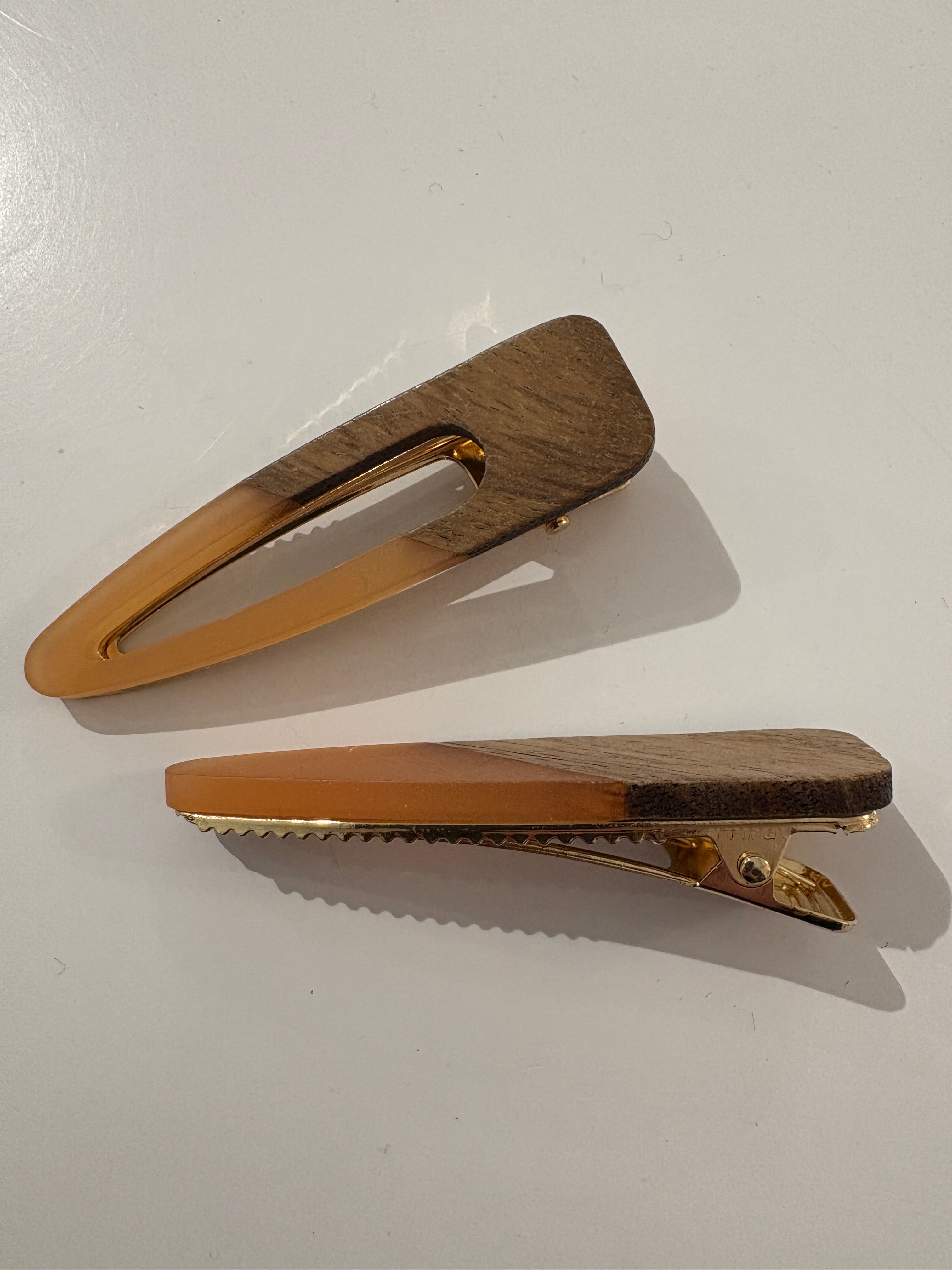 Two Tone Wood Hair Clip Set {Blush}