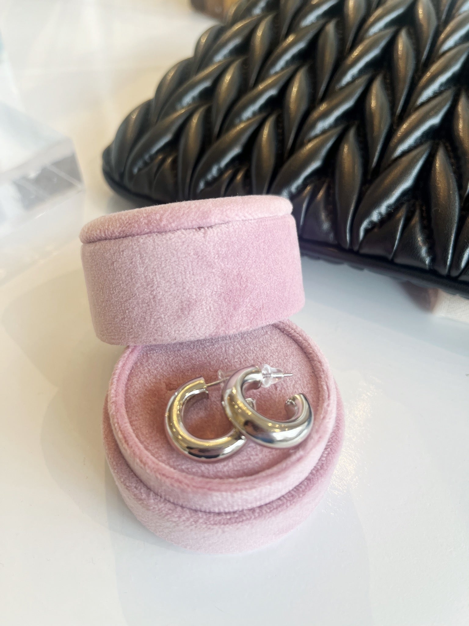 20mm Chunky Hollow Hoop Earrings {Silver}