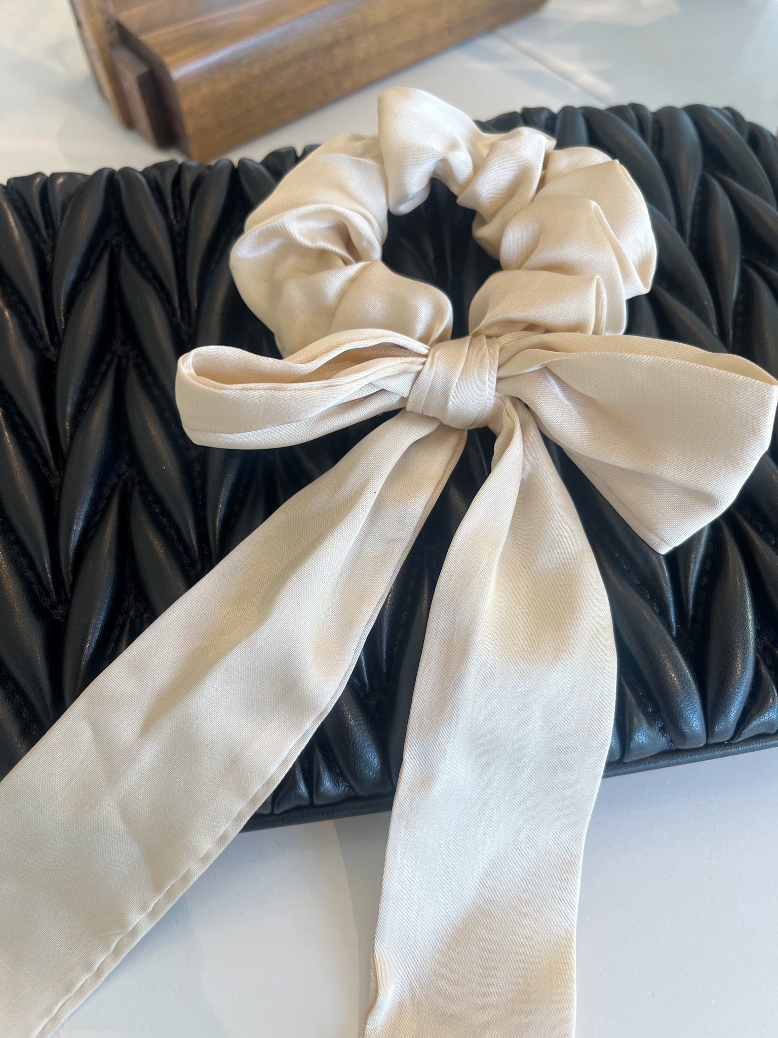Ribbon Hair Scrunchie {Ivory}