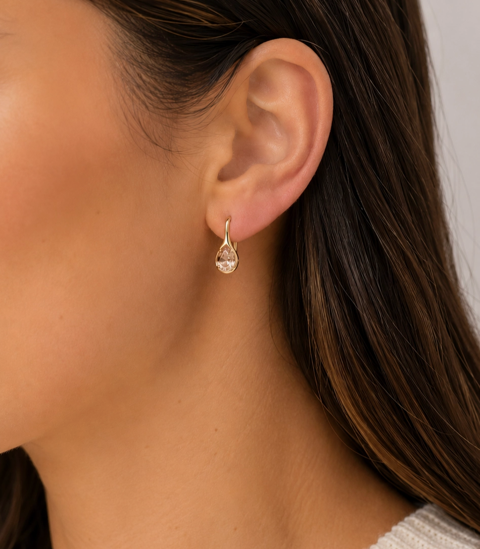 Mini Pear Drop Earrings {Gold/Champagne}