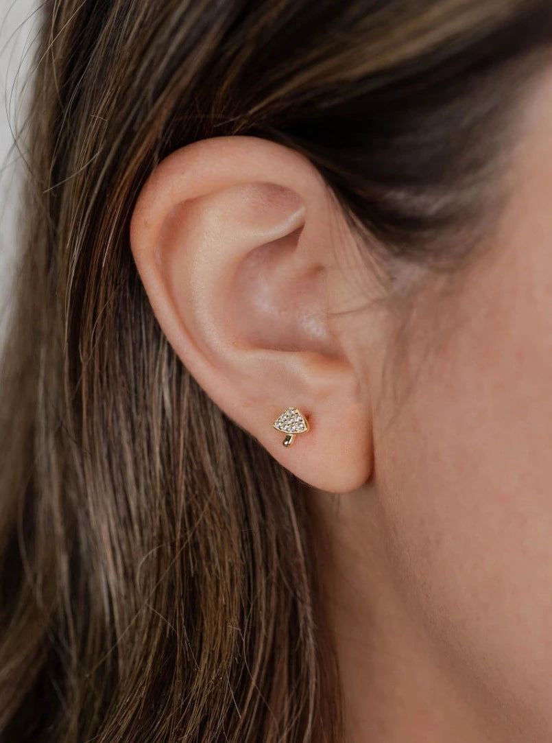 Pave Mushroom Studs {Gold}