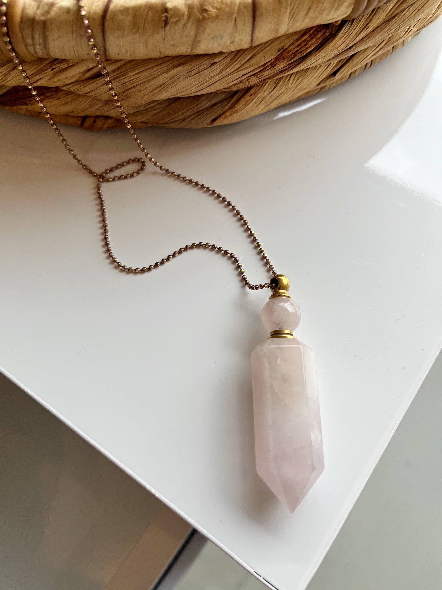 Essential Oil Necklace {Rose Quartz}