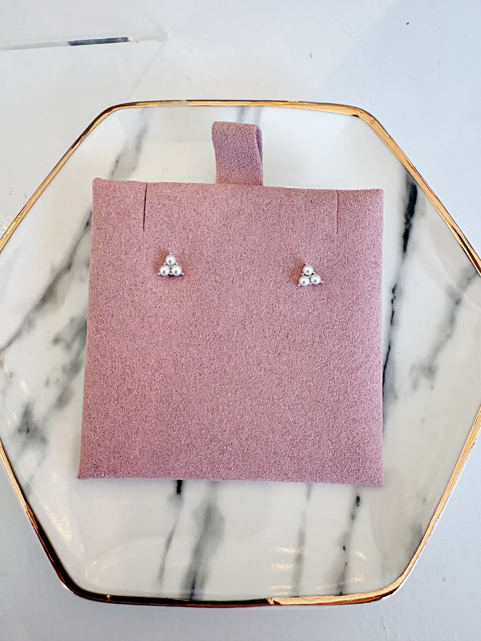Pearl Trio Stud Earring {Silver}