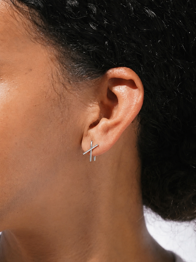 Stem Stud Earrings {Silver}
