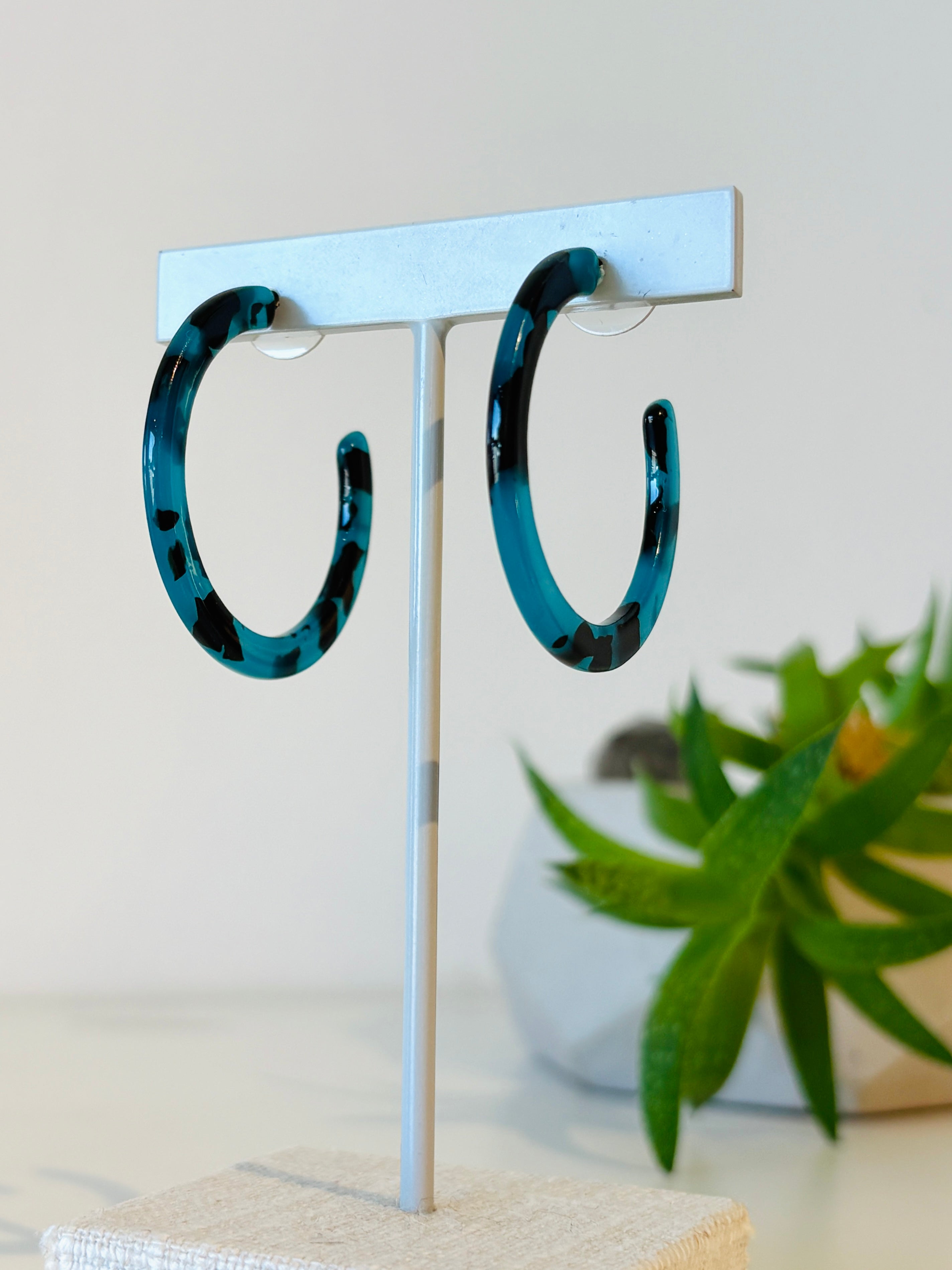 1.5" Acrylic Post Hoops {Ocean Wave}