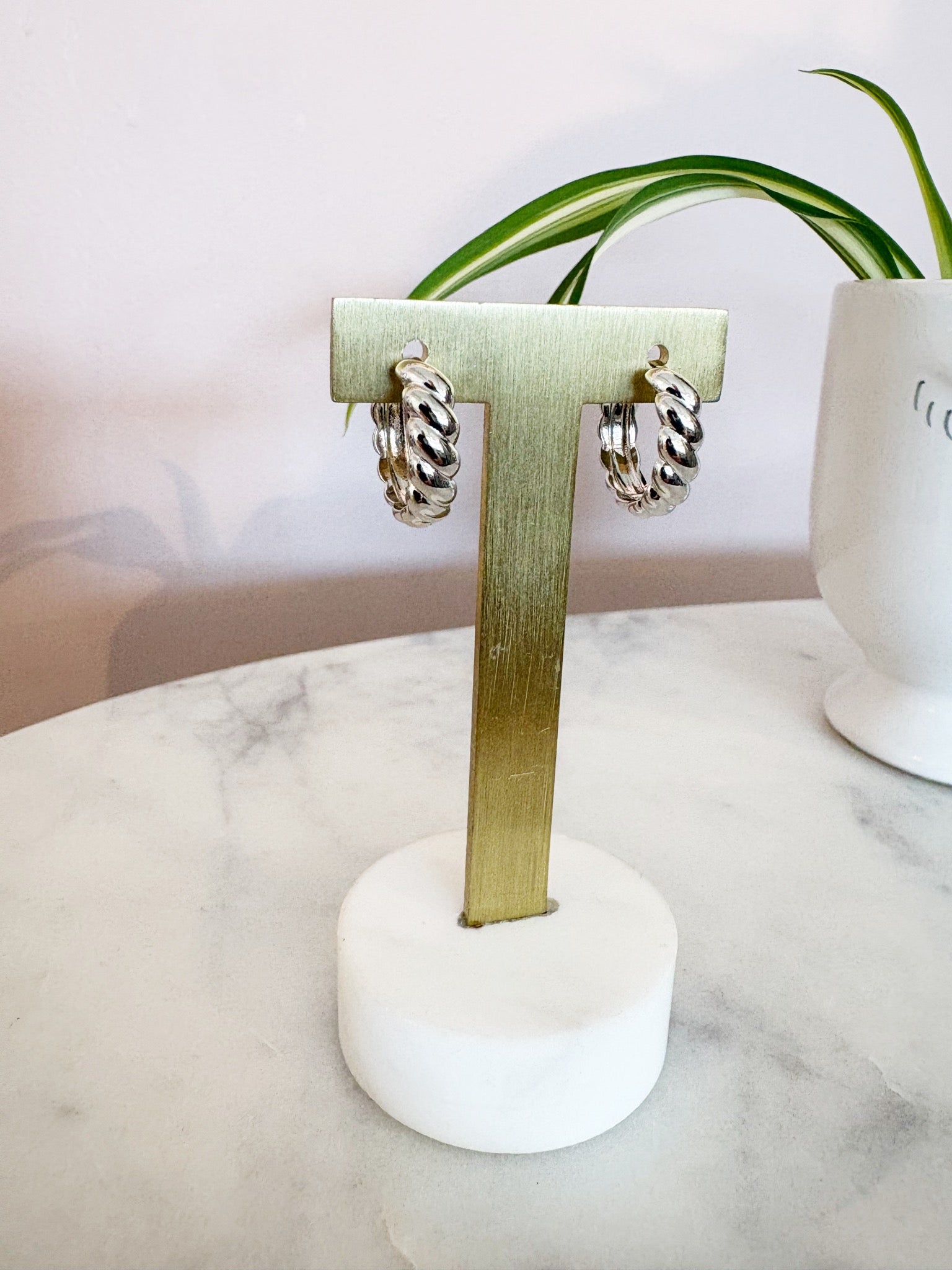 Croissant Hoop Earrings {Silver}