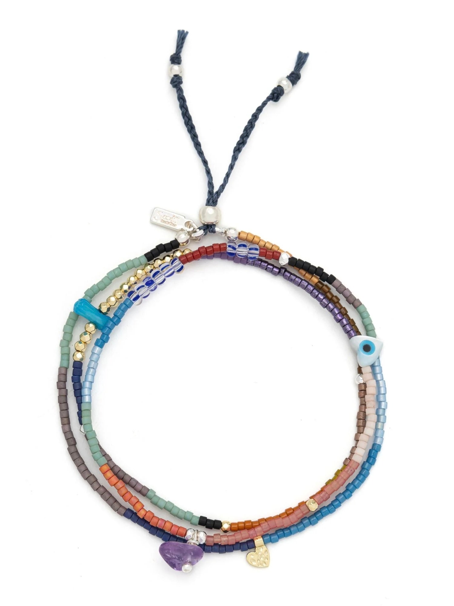 Mixed Media Wrap Bracelet/Necklace {Protection/Amethyst/Gold/Silver}