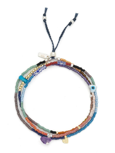 Mixed Media Wrap Bracelet/Necklace {Protection/Amethyst/Gold/Silver}