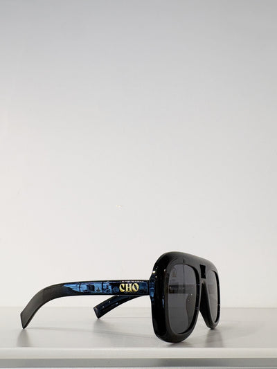 Sebastian Cho Puffed Aviator Sunglasses {Black}