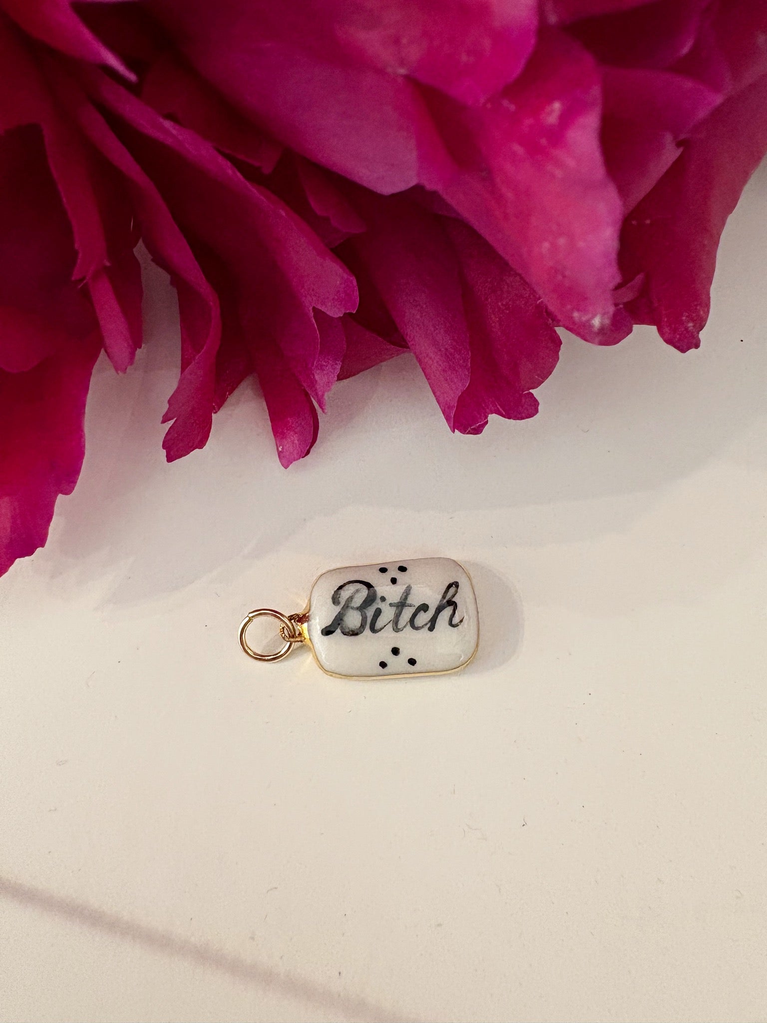 Bitch Porcelain Charm {Gold}