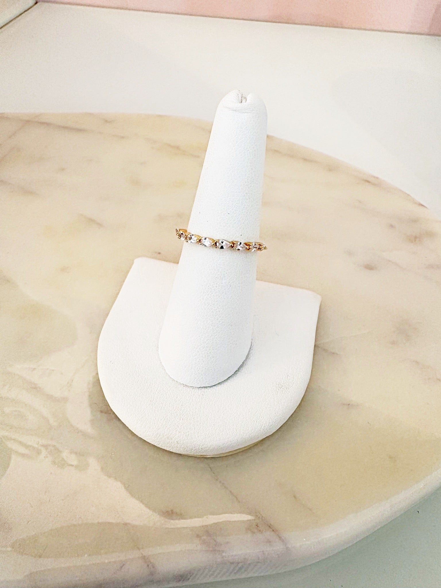 Pear Rhinestone Stacking Ring {Gold}