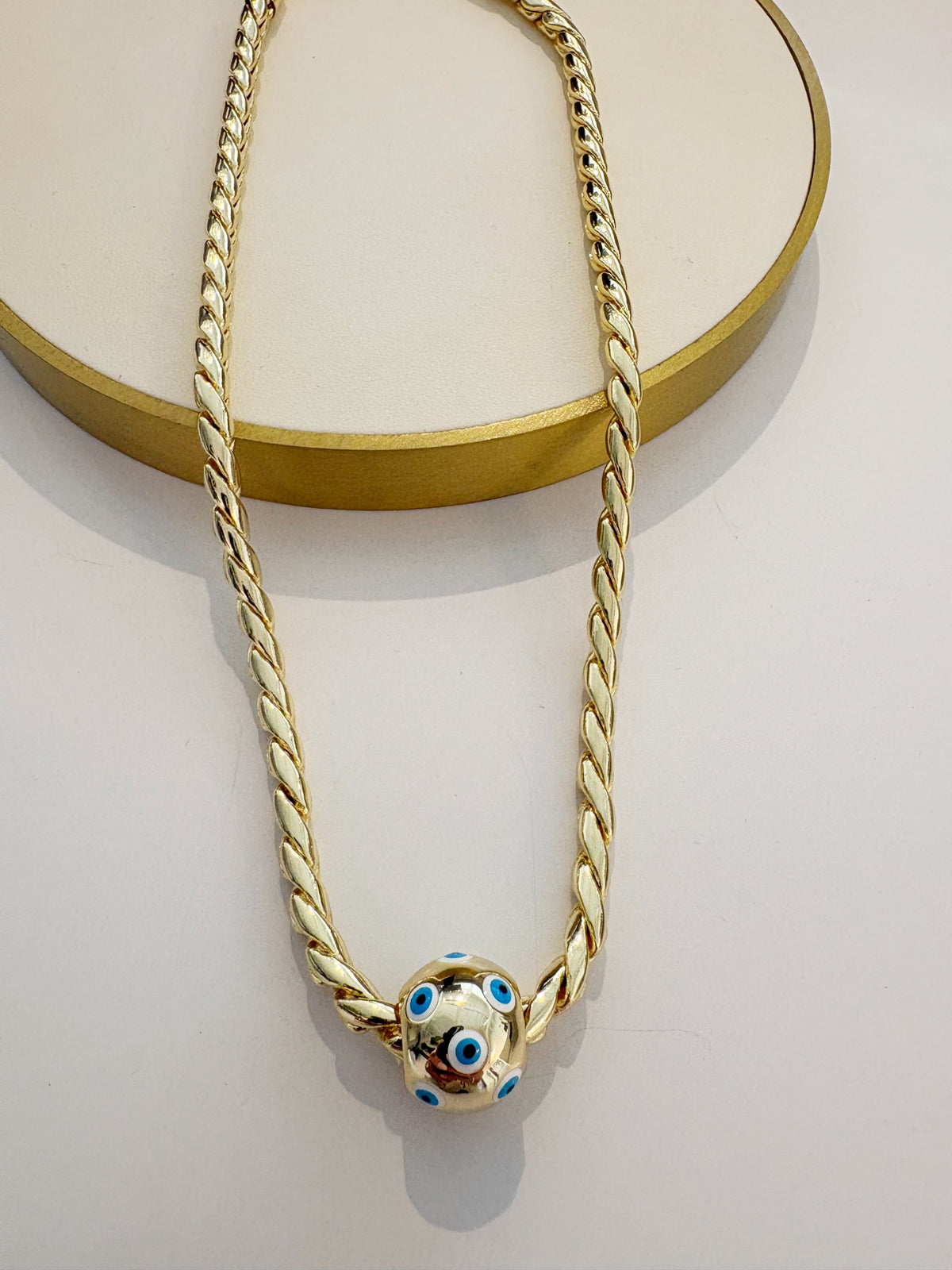 Liquid Gold Eyes on You Spacer Necklace {Gold}