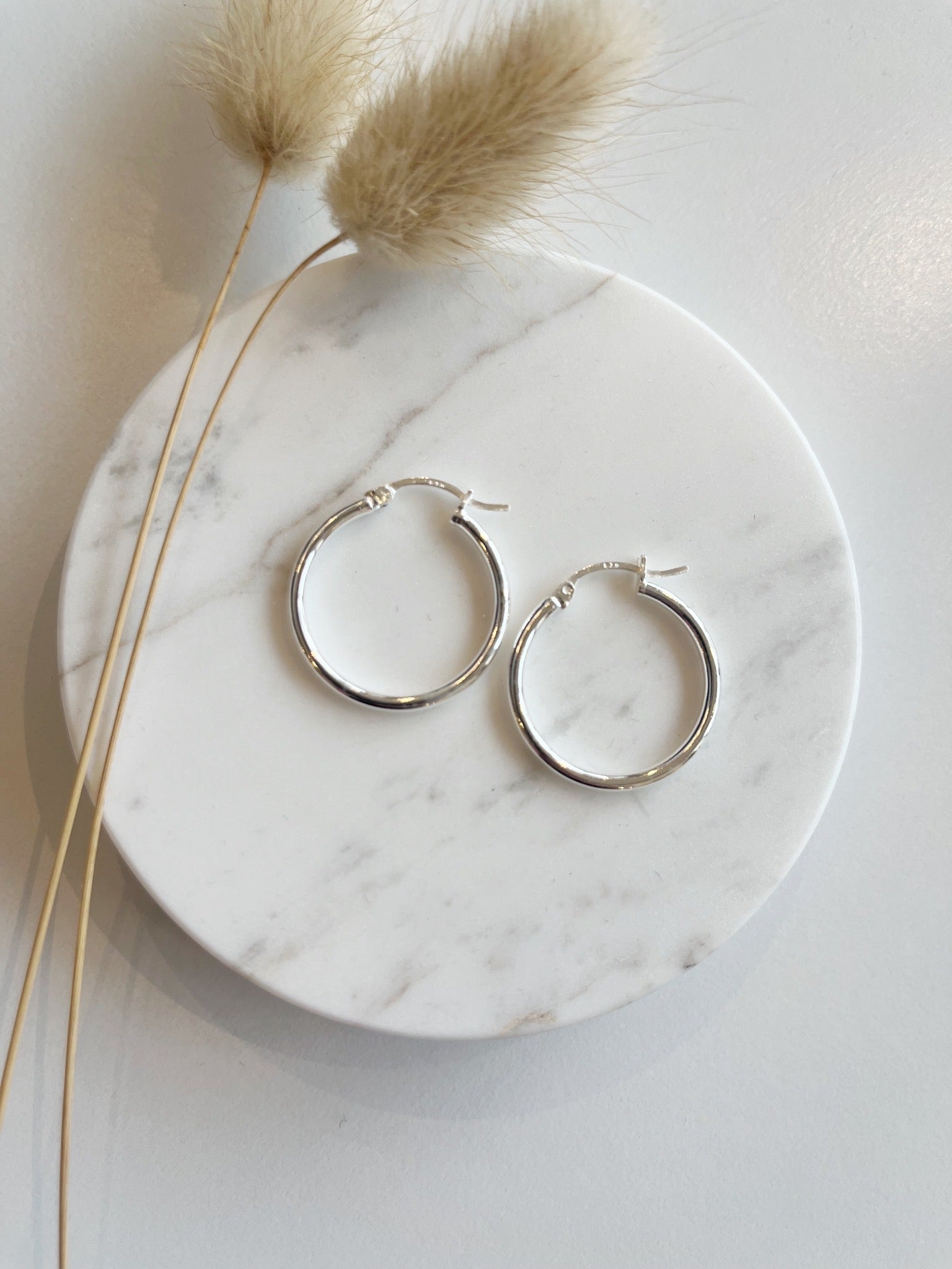 Hoop Earrings Click Back {25mm/Sterling}