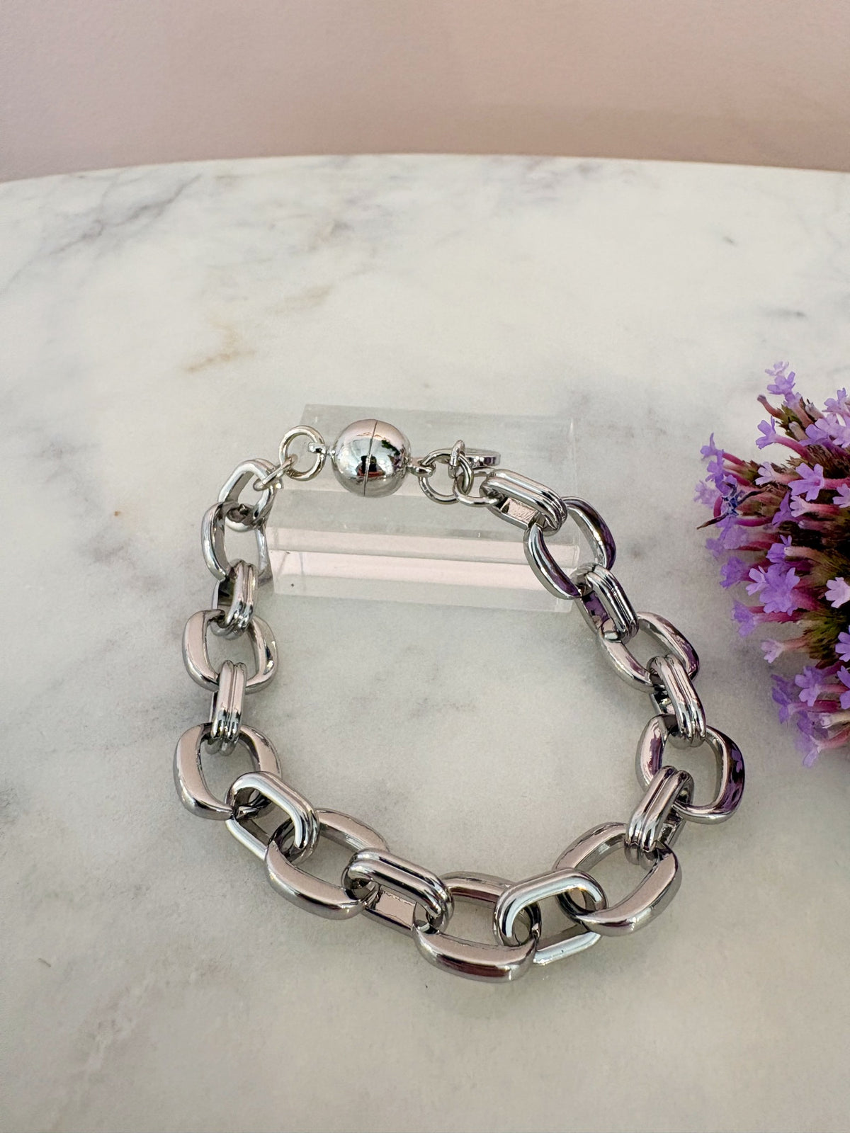 Square Link Magnet Bracelet {Silver}