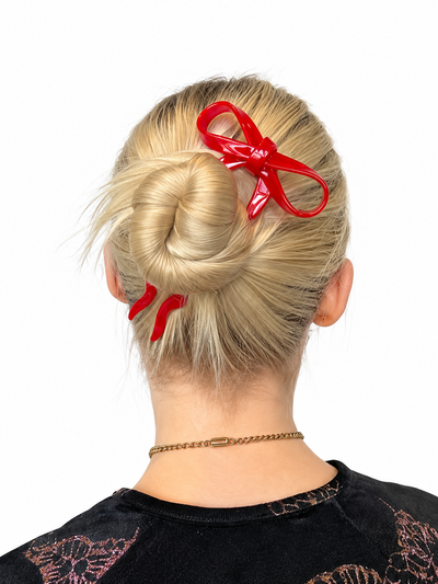 Large Bow Hairpin {Red}