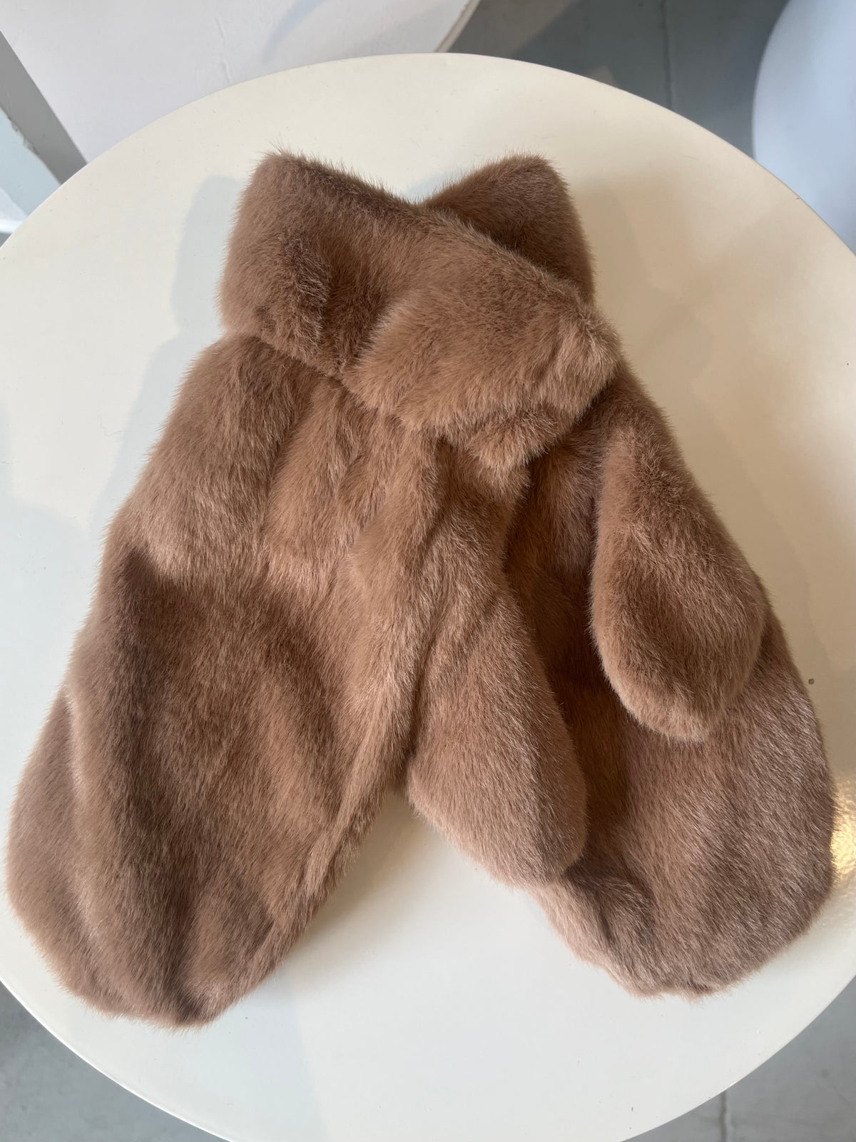 Fluffy Teddy Mittens {Taupe}