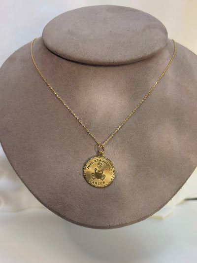 Cancer Zodiac Coin Necklace {14kt/Estate}