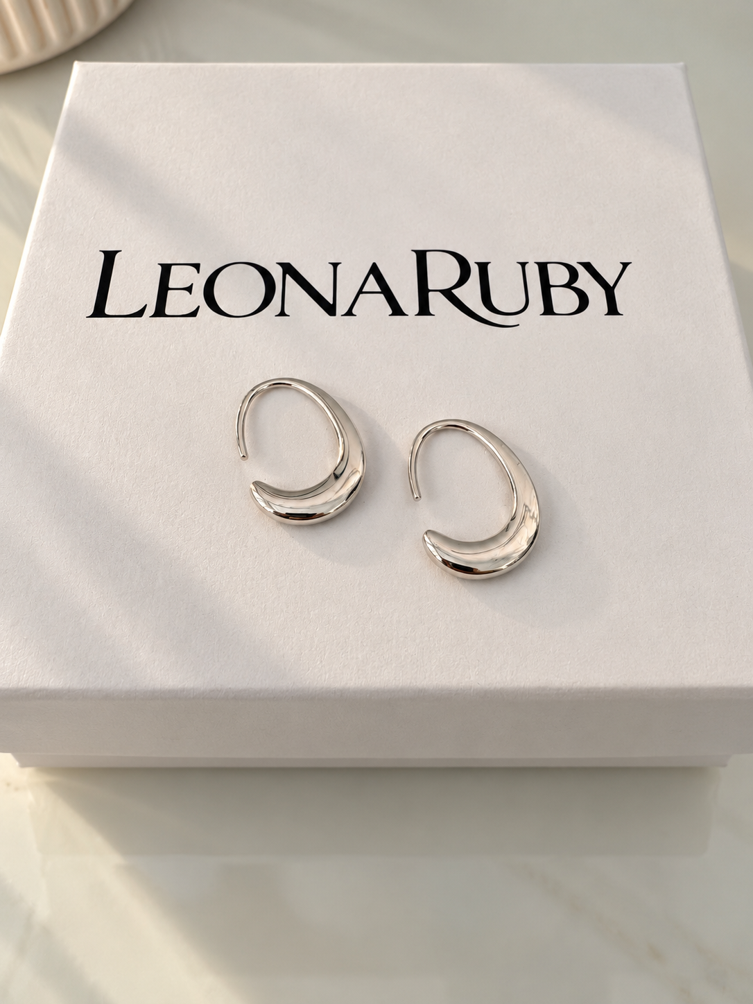 C Hoop Earrings {Silver}