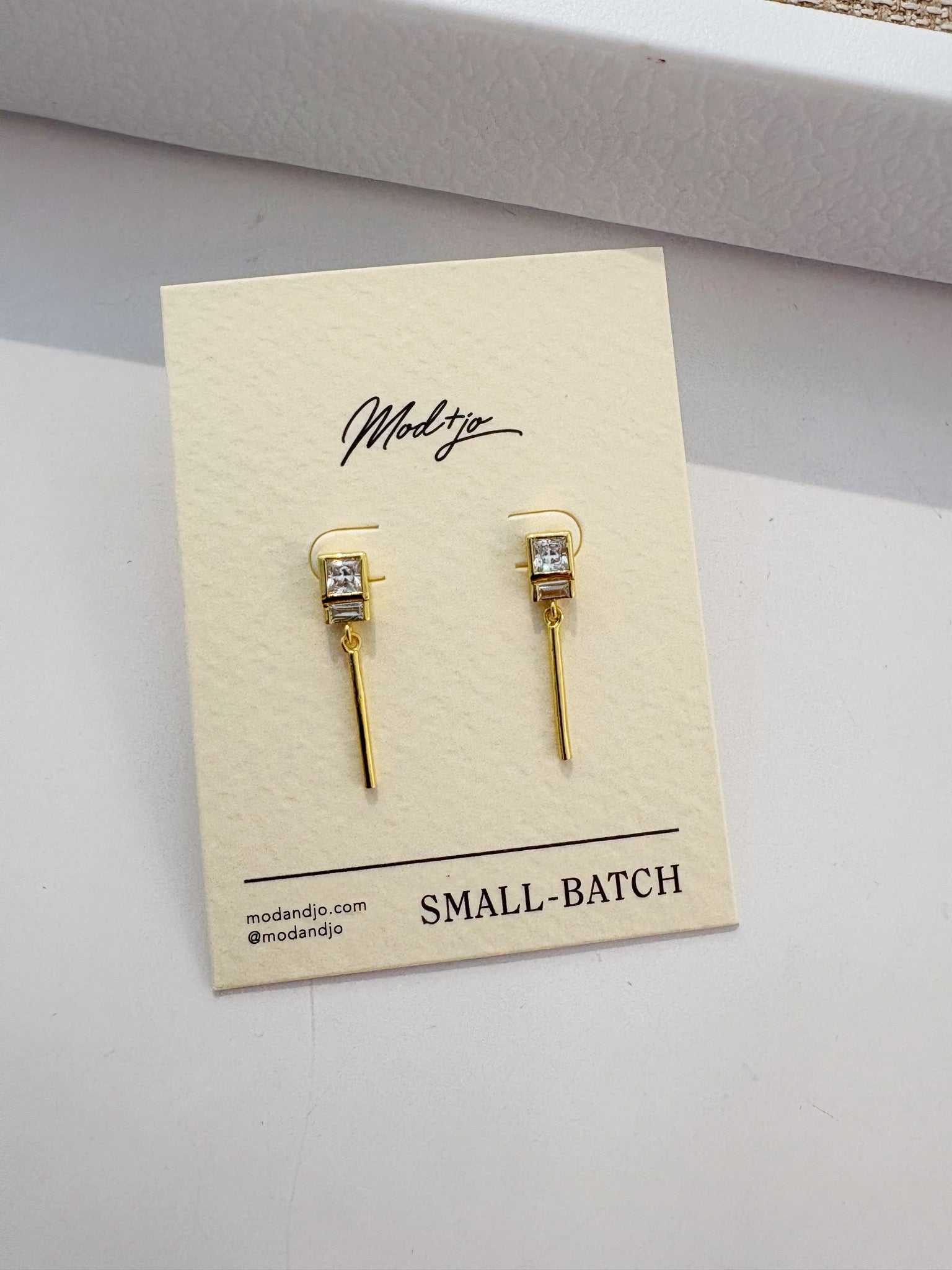 Parker Bezel Bar Stud Earrings {Gold}