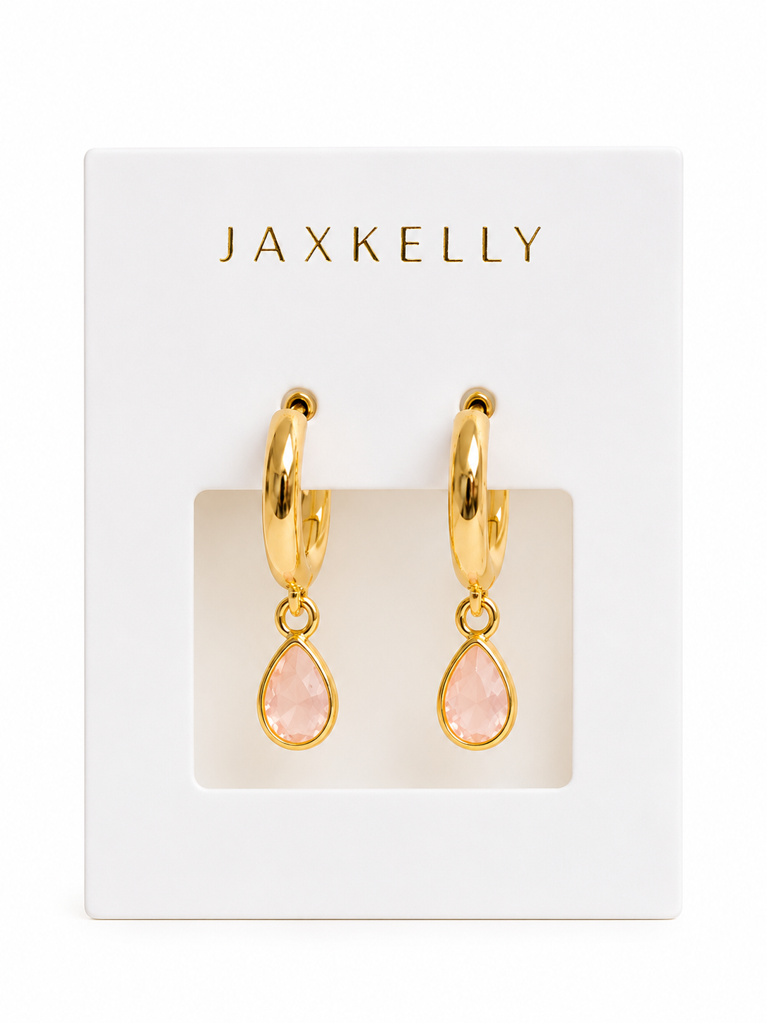 Mini Pear Drop Earrings {Gold/Rose Quartz}