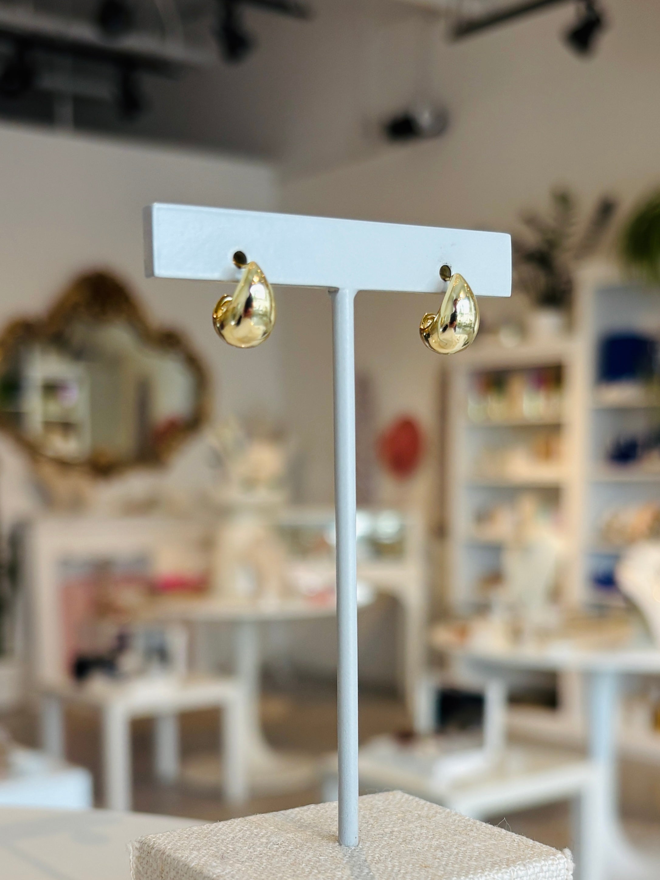 Dainty Teardrop Post Earrings {Gold}