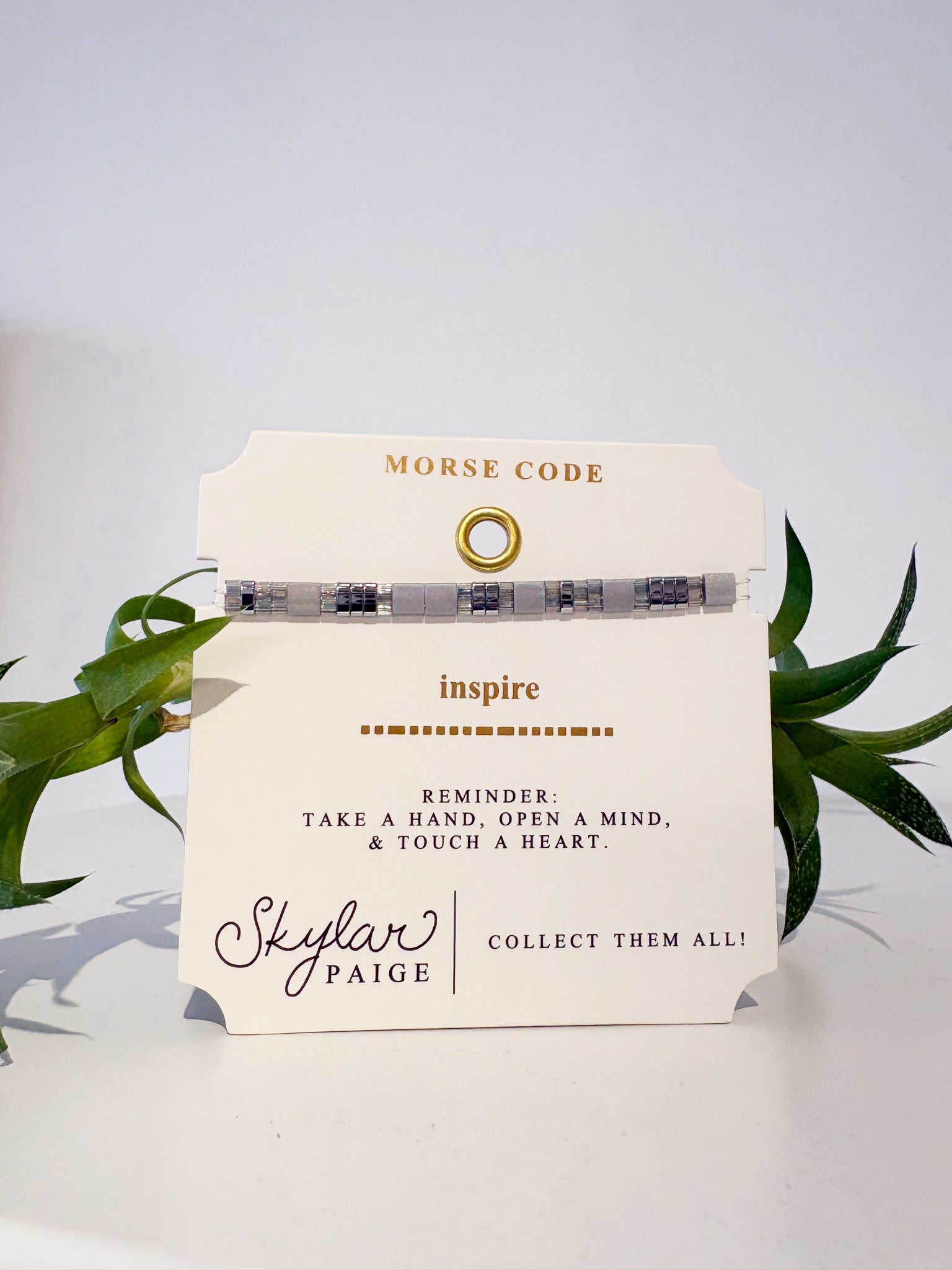 INSPIRE Morse Code Tila Bracelet {Gray/Silver}