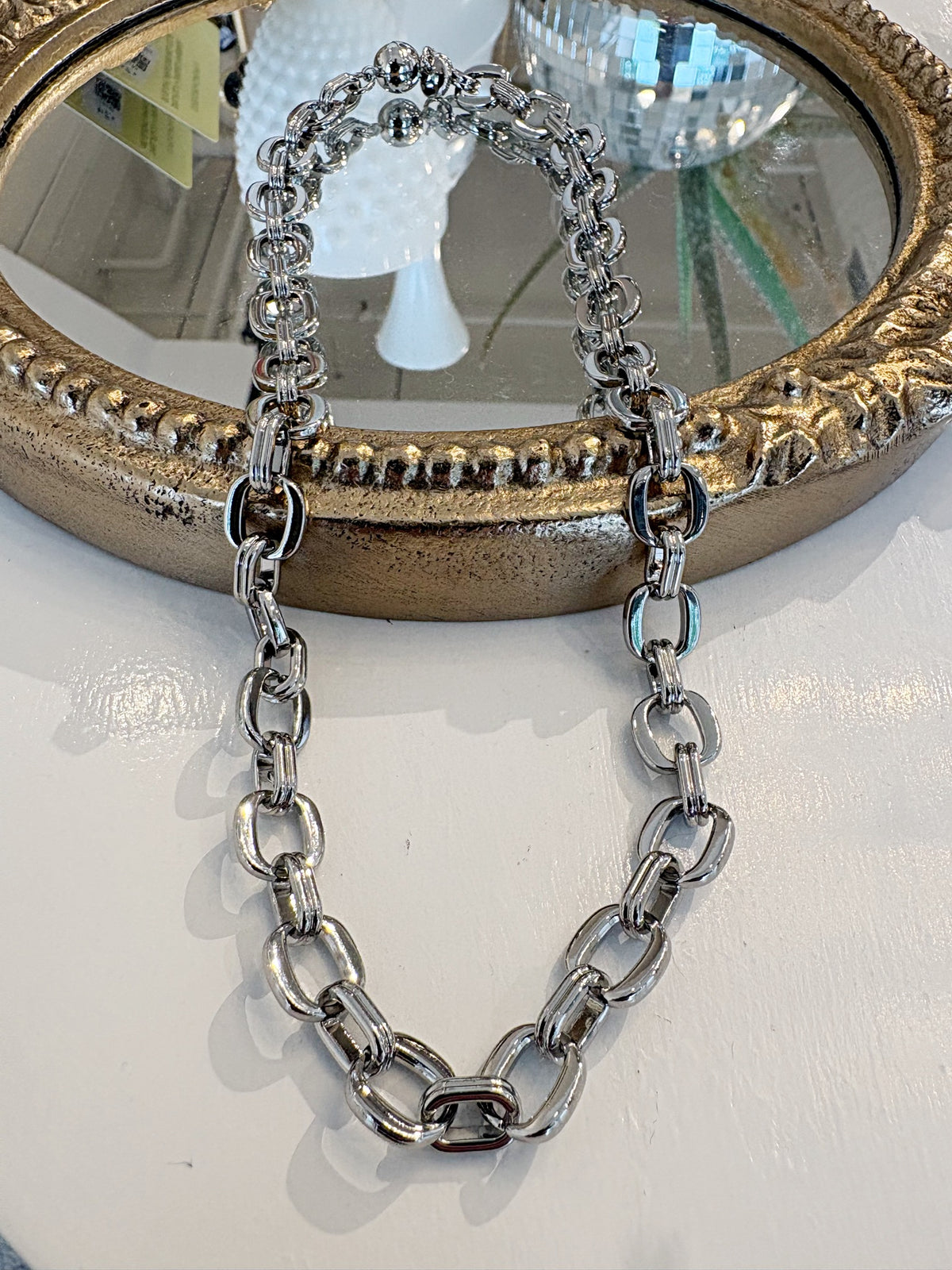 Square LInk Magnetic Necklace {Silver}