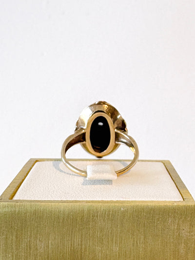 Black Onyx & Diamond Statement Ring {14kt/Estate}