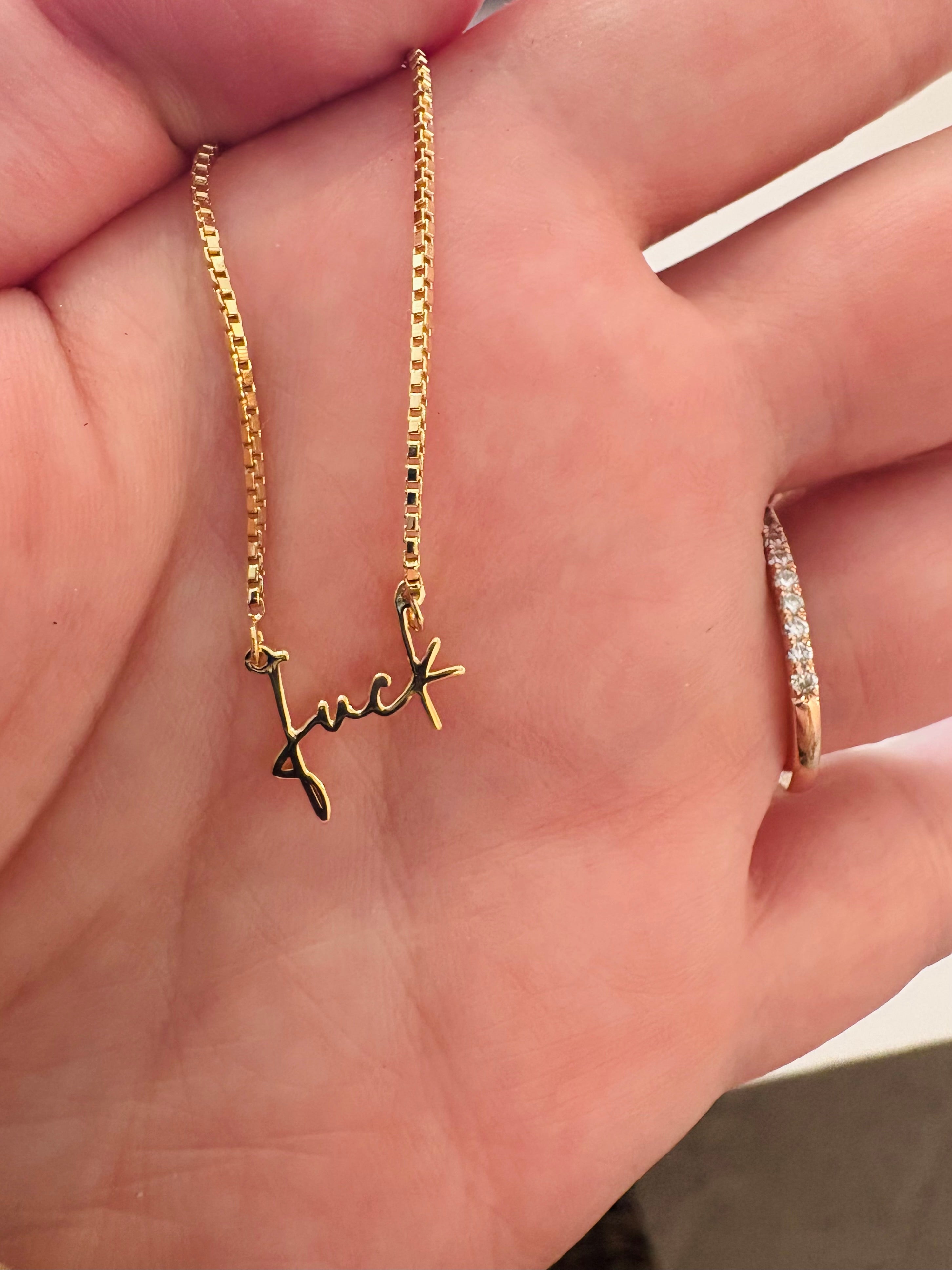 Fuck Script Necklace {Gold}