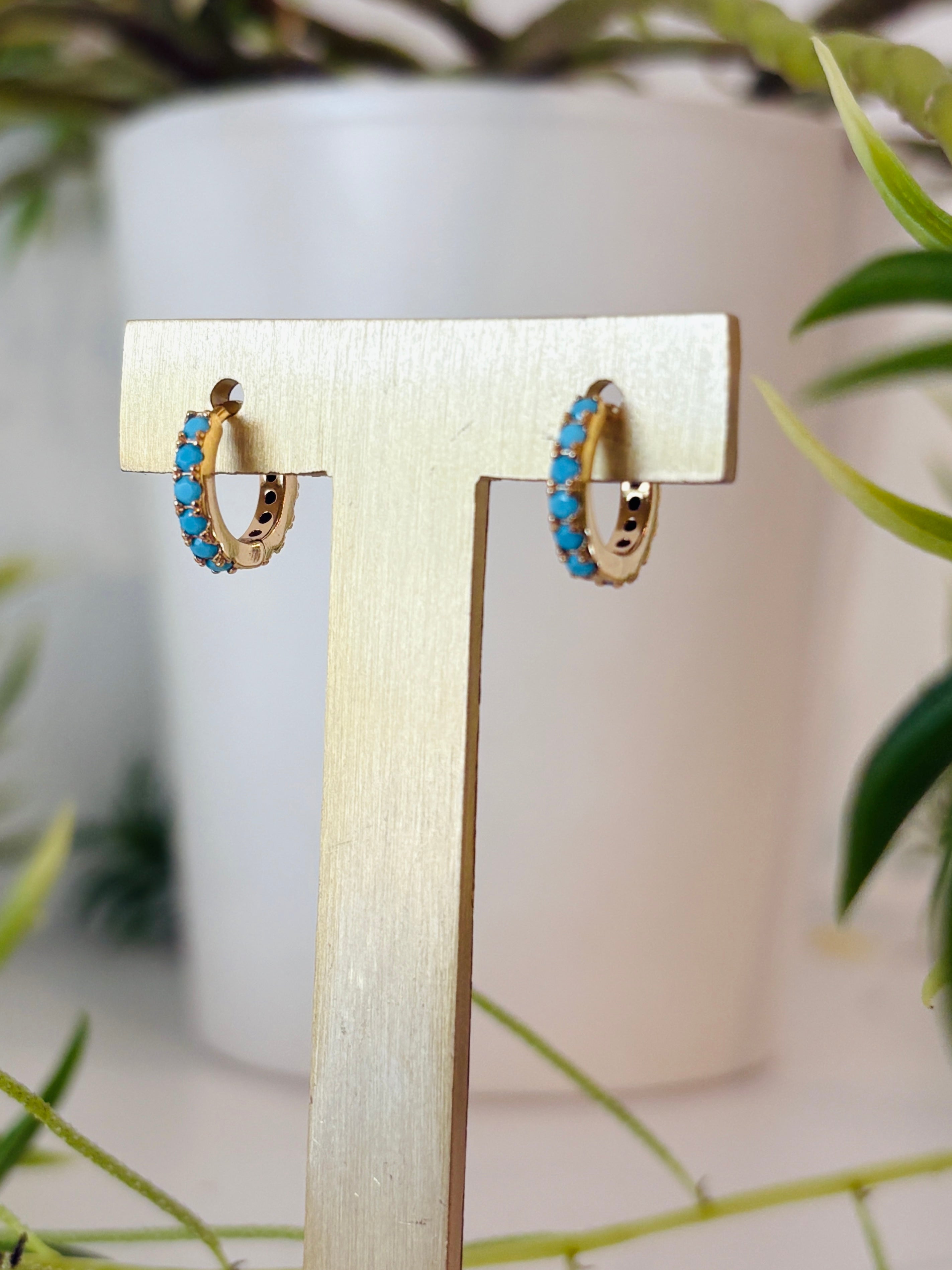 Turquoise Huggies {Gold}