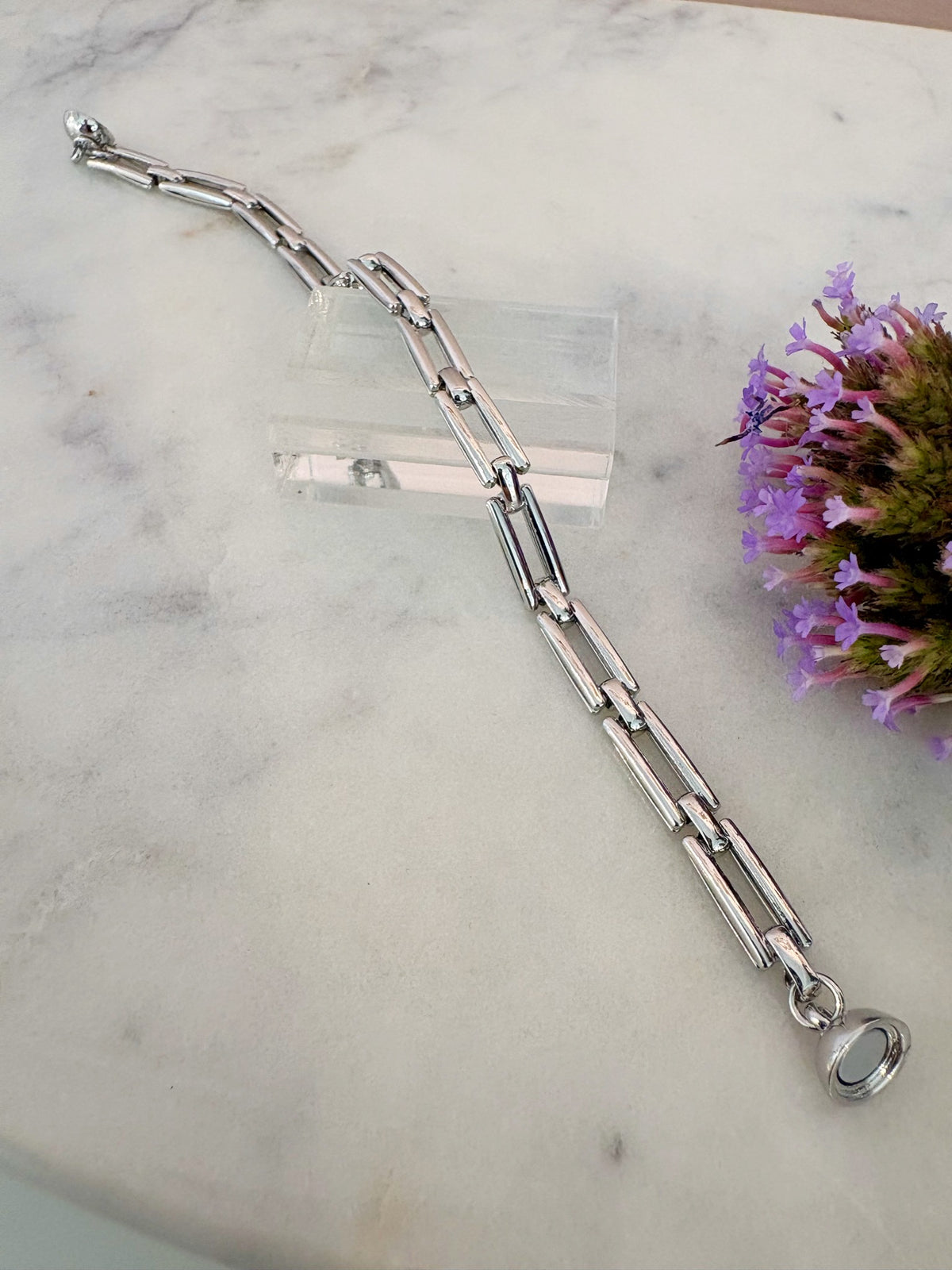 Rectangle Chain Magnet Bracelet {Silver}