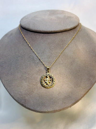 Sagittarius Zodiac Coin Necklace {14kt/Estate}