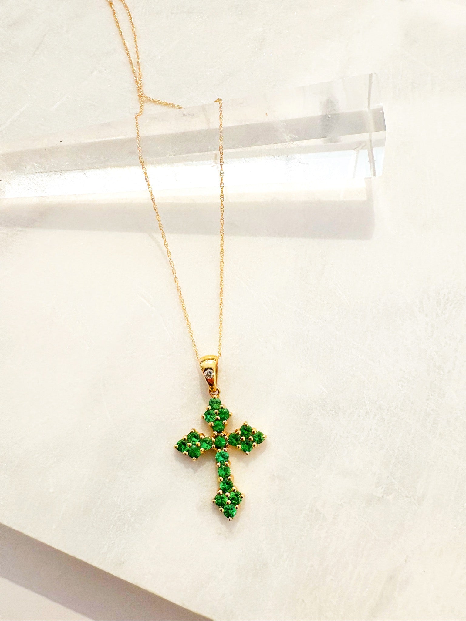 Estate Spinel Cross Necklace {Estate/14k}