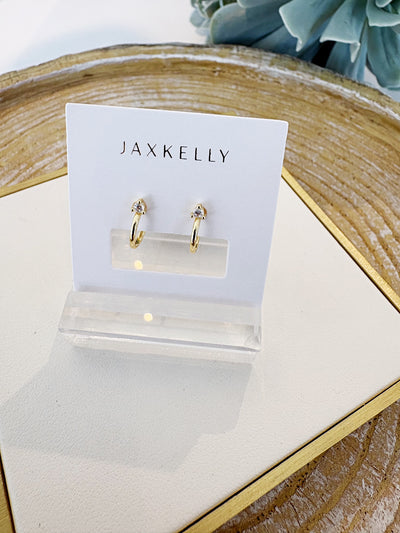 Open Mini Hoop Earring {White/Gold}