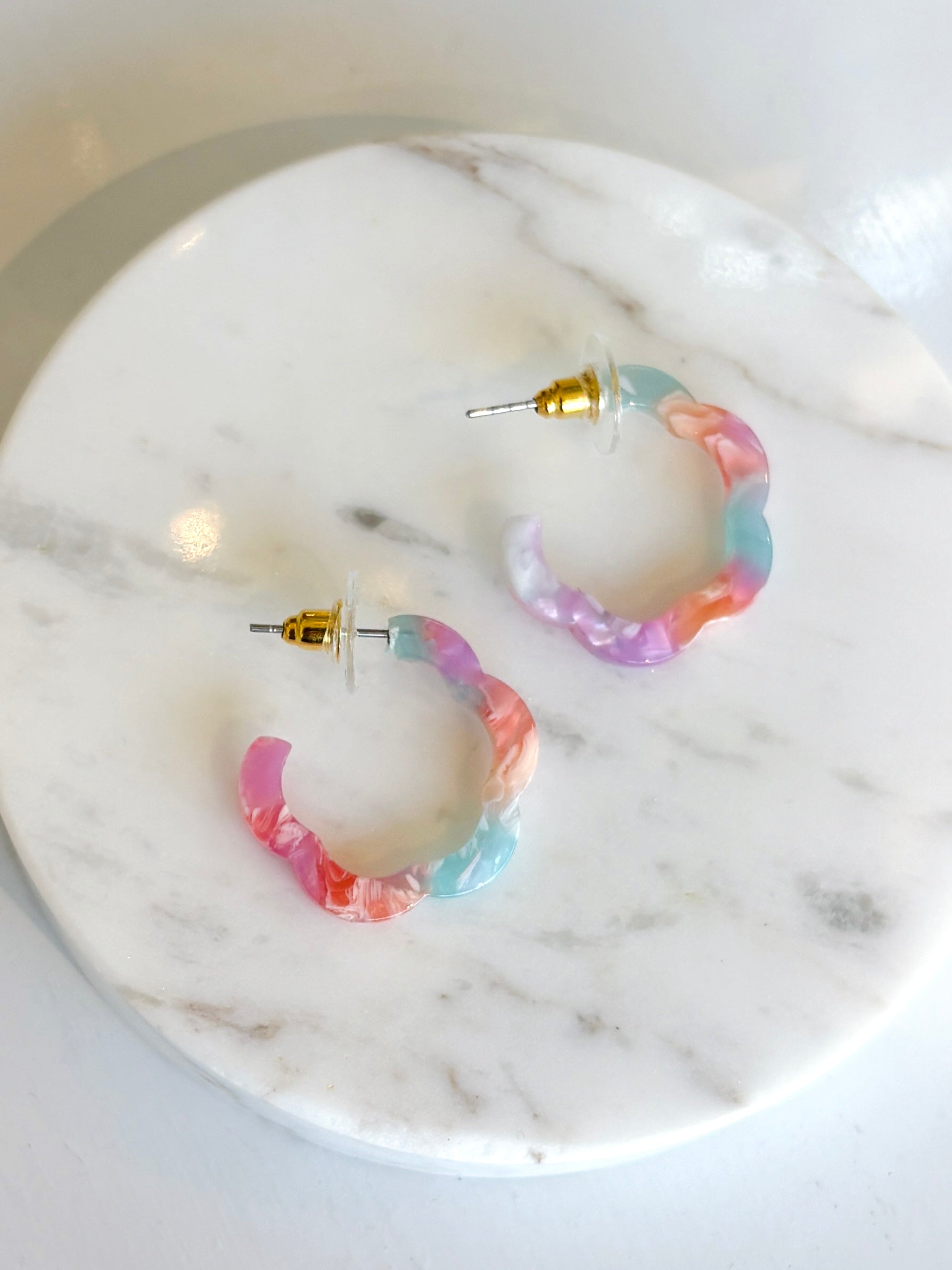 1" Acrylic Flower Hoop Earrings {Cotton Candy Mix}