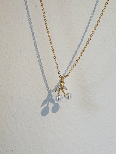 Pearl Cherry Necklace {Gold}