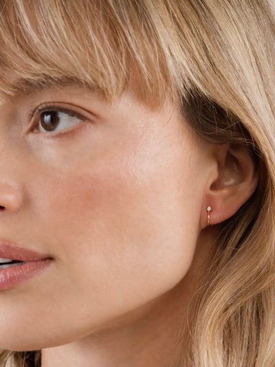 Open Mini Hoop Earring {White/Gold}