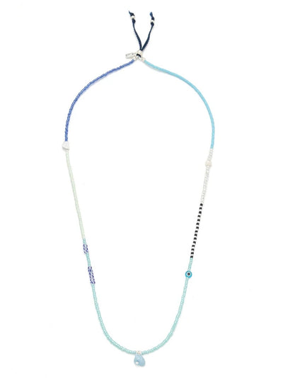 Mixed Media Wrap Bracelet/Necklace {Hope/Aquamarine/Silver}